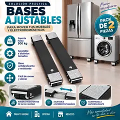 GENERICO - Pack x2 Base Deslizable Con Ruedas para Muebles y Electrodomésticos – Hasta 500 kg