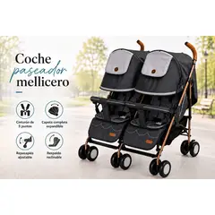 EBABY - Coche Bastón Mellizero de Lujo ||DANTERO||-Gris