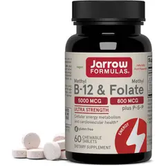 JARROW FORMULAS - Vitamina B12 con Metil Folato Metil B-12 y Piridoxal-5-fosfato (P-5-P) Jarrow Fórmulas 60 Tabletas