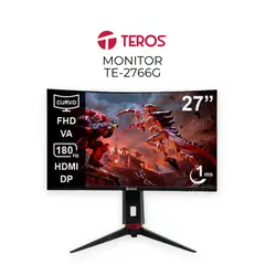 Teros - Monitor curvo gaming TE-2766G, 27" FHD VA, 180Hz, 1ms, HDMI, DP, Audio out