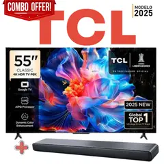 TCL - DUO TELEVISOR 55" UHD 4K MOD 55P6K+ SOUNDBAR 1000W MOD S45H