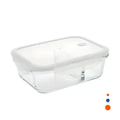 GENERICO - Taper De Vidrio 1040ml - Apto Para Microondas, Cierre Hermético, 2 Compartimientos