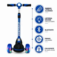 OXIEPRO - SCOOTER<< MAXI OXIPRO CON LUCES Y MUSICA >>INCLUYE RODILLERA CODERA Y BOLSA DE OBSEQUIO-AZUL