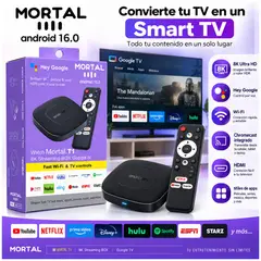 OEM - TV Box Mortal T1 8K Google TV Android 16.0 WiFi Chromecast Voz