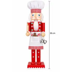 GENERICO - CASCANUEZ NAVIDEÑO REPOSTERO CON RODILLO Y MOLDE DE MADERA 38 CM