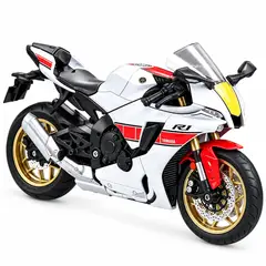 GENERICO - Motocicleta Yamaha R1 Escala 1.12 Juguete Miniatura de Colección Color blanco