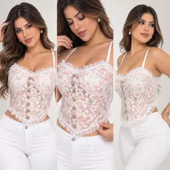 GENERICO - Blusa Emilia Corsé Floral con Detalles Finos