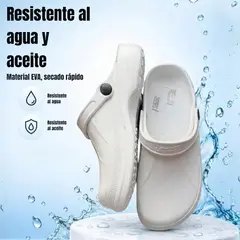 GENERICO - Zapato calzado chef cocinero zuecos antideslizantes blanco negro Basic doctor nana