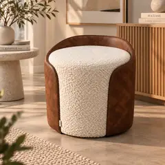 GENERICO - Puff Nébula 2.0 Acrati - Beige y Chocolate 47cm x 50cm