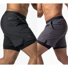 ALPHA FIT - Pack de 2 Shorts deportivos Hombre - Short gym - Ropa deportiva hombre