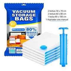 GENERICO - Pack x6 Bolsas al Vacio 5 Bolsas + Bomba Succionadora