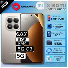 XIAOMI - Celular Redmi Note 15 Pro 5G 6.83" Pulg. 8GB RAM 512 GB HyperOS 2 - Gris Titanio
