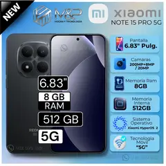 XIAOMI - Celular Redmi Note 15 Pro 5G 6.83" Pulg. 8GB RAM 512 GB HyperOS 2 - Negro
