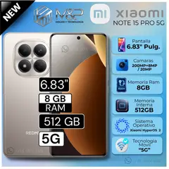 XIAOMI - Celular Redmi Note 15 Pro 5G 6.83" Pulg. 8GB RAM 512 GB HyperOS 2 - Gris Titanio