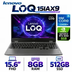 LENOVO - LOQ 15IAX9 Core i5-12450HX, 8GB RAM, 512GB SSD, RTX 3050 6GB, 15.6″ FHD W11 LICENCIA