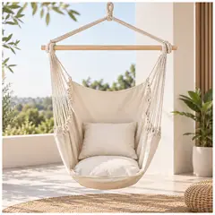 KELLER - Hamaca Silla Colgante Portátil con Cojines Beige LJ4