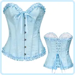 GENERICO - Corset Victoriano Princess Encaje Color Cesleste - Tallas S - M - L