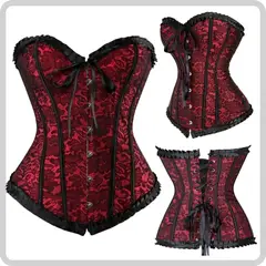 GENERICO - Corset Victoriano Princess Encaje Color Gotico - Tallas S - M - L
