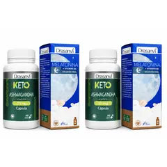 DRASANVI - DUO PACK Ashwagandha x 60 Cápsulas + Melatonina + Vit B6 Solución Oral x 50 ml Adultos -