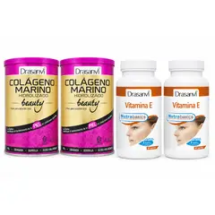 DRASANVI - DUO PACK Colágeno Marino Beauty 275 gr + Vitamina E 400 Mg x 90 Cápsulas Blandas -