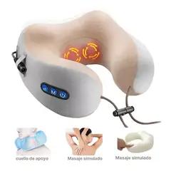 OEM - Almohada COJIN Masaje Cervical Cuello Portátil Recargable Color Marrón ELETRICA