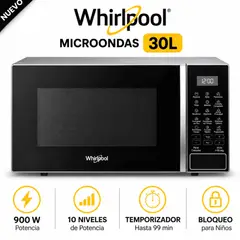 Whirlpool - Microondas De 30 Lt. WM2011B Negro
