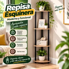 GENERICO - Repisa Esquinera Moderna 4 Niveles Para Sala, Dormitorio y Oficina