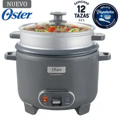 OSTER - Olla Arrocera 12 Tazas 3 en 1 Función de Sofrito Vaporera Gris