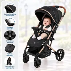 EBABY - Coche de Paseo con Maleta de Lujo <<RUDI>>Negro