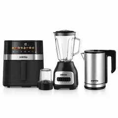 PRACTIKA - Freidora de Aire Mod. Gourmet 5.5 Plus + Hervidor Eléctrico Mod. Inox 18 Plus + Licuadora Mod. BL-60