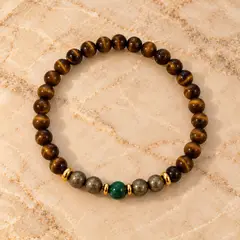 GENERICO - Pulsera Proteccion De Ojo De Tigre Y Pirita Piedras Naturales Unisex