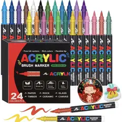 GENERICO - Set De 24 plumones Acrilicos De Alta Calidad Punta Flexible Para Arte Y Manualidades