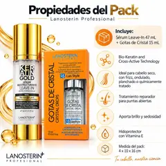 Lanosterin - Pack Brillo y Control de Frizz con Sérum Keratin Gold + Gotas de Cristal