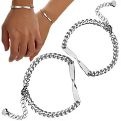GENERICO - Pulsera Duo De Parejas Promesa De Amor Acero Inoxidable