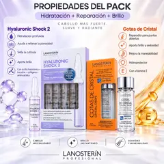 Lanosterin - Pack Hidratación y Brillo Capilar con Hyaluronic Shock 2 + Gotas de Cristal