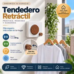 GENERICO - Tendedero De Pared Retráctil para Balcón, Terraza y Lavandería De Acero Inoxidable 304