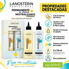 Lanosterin - Kit Ondulación Permanente para Rizos Definidos con Permanente al Huevo + Neutralizante