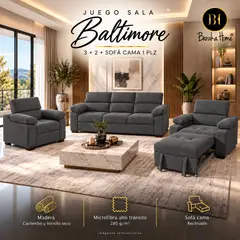 BARAKA HOME - Sala Baltimore 3 + 1 + Sofá Cama 1 PLZ