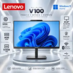 LENOVO - All in One V100 Intel N100 8GB 512GB SSD 23.8" FHD Windows 11 Home