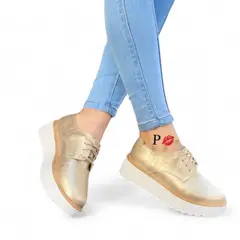 GENERICO - Mocasin mujer casual RELAXLABRADO 1299P-45 COLOR DORADO