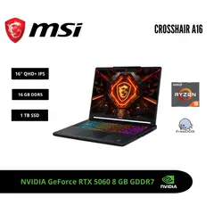 Msi - LAPTOP GAMING CROSSHAIR A16 16 QHD+ 240HZ IPS RYZEN 9 8940HX RTX 5060 8GB 16GB DDR5 1TB SSD