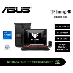 ASUS - LAPTOP GAMING TUF F16 16 WUXGA 144HZ IPS CORE i7-14650HX RTX 5050 8GB 16GB DDR5 512GB SSD