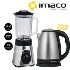 Imaco - DUO HERVIDOR 1.8LT MOD KE1801 + LICUADORA 1.5LT 3 VELOCIDADES MOD BLS3515