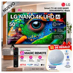 LG - Televisor 50 Pulg Nano 4K UHD AI Smart TV 50NU800BPSC + REGALO
