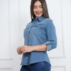NANAMIKA JEANS - Blusa Jean Stretch Manga larga Mujer Dhana