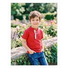 GENERICO - Polo para Niño Casual Cuello Neru - Rojo