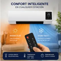 GENERICO - Calefactor de Pared 2 en 1 con Ventilación y Control Remoto Aire Caliente y Ventilador