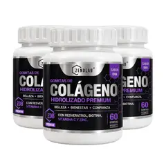 ZENDLAB - Gomitas Colageno Resveratrol Biotina Vitamina C 60 Und Pack 3 Frascos