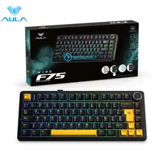 AULA - Teclado F75 Rainbow Cableado Inglés BLACK - YELLOW - PINK SWITCH