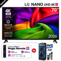 LG - Televisor 70" NANO 4K UHD AI Smart TV 70NU850BPSD 2026 + Parlante Blackline